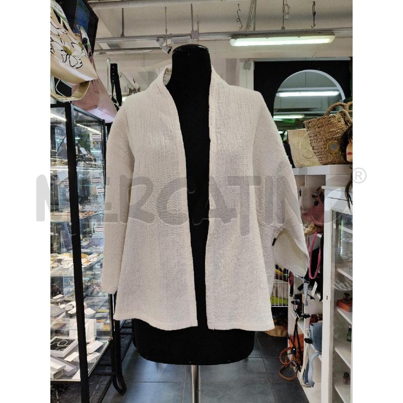CARDIGAN D HUMILITY CANVAS ECRU POST RIGHE BLU  | Mercatino dell'Usato Roma talenti 1