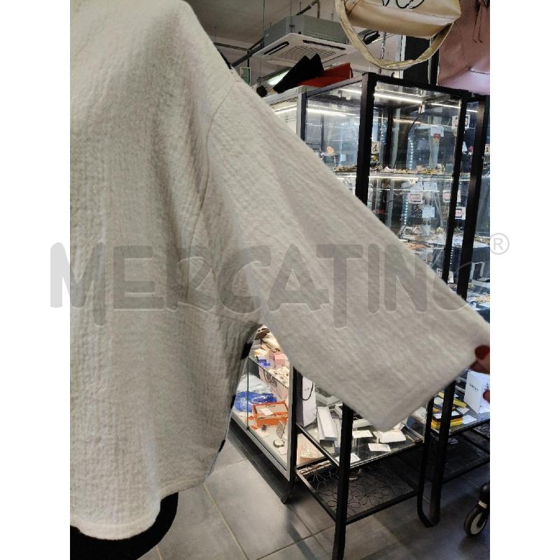CARDIGAN D HUMILITY CANVAS ECRU POST RIGHE BLU  | Mercatino dell'Usato Roma talenti 2
