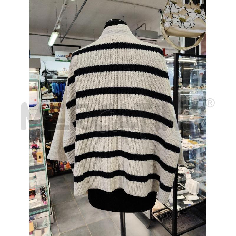 CARDIGAN D HUMILITY CANVAS ECRU POST RIGHE BLU  | Mercatino dell'Usato Roma talenti 3