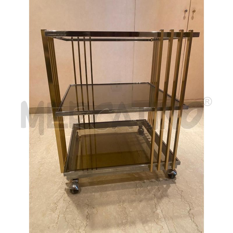 CARRELLO CROMO OTTONE 3RIP VETRO DESIGN SPACE AGE  | Mercatino dell'Usato Roma talenti 1
