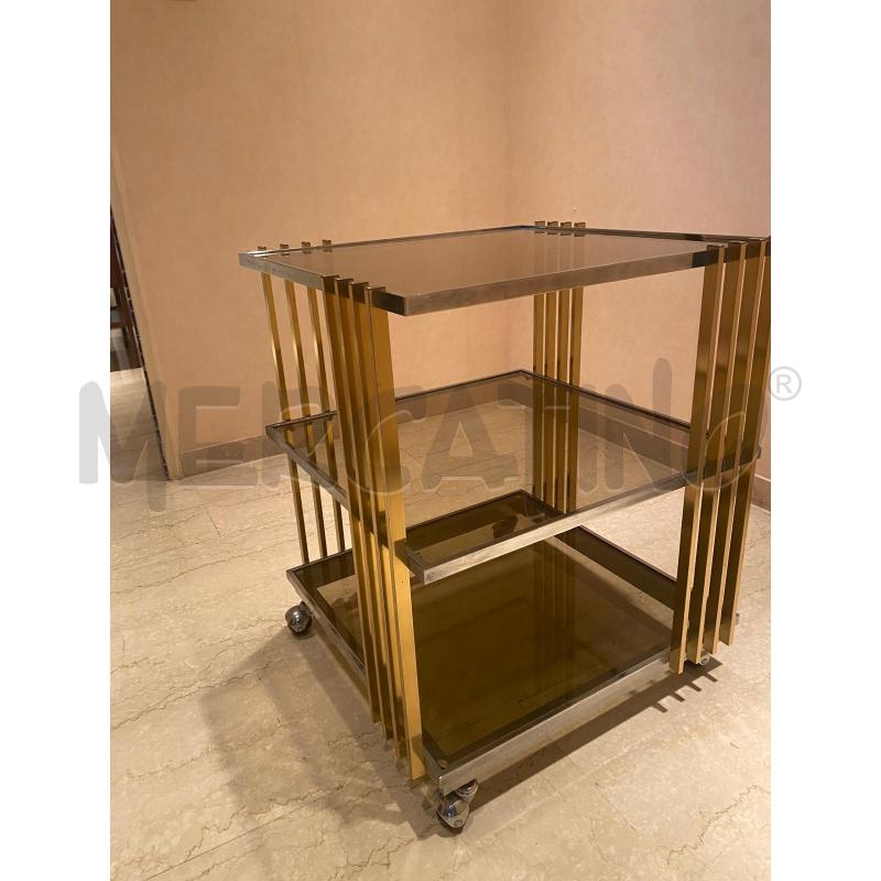 CARRELLO CROMO OTTONE 3RIP VETRO DESIGN SPACE AGE  | Mercatino dell'Usato Roma talenti 2