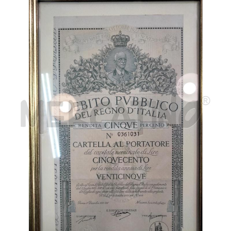 CARTELLA AL PORTATORE LIRE 500 1935 | Mercatino dell'Usato Roma talenti 1