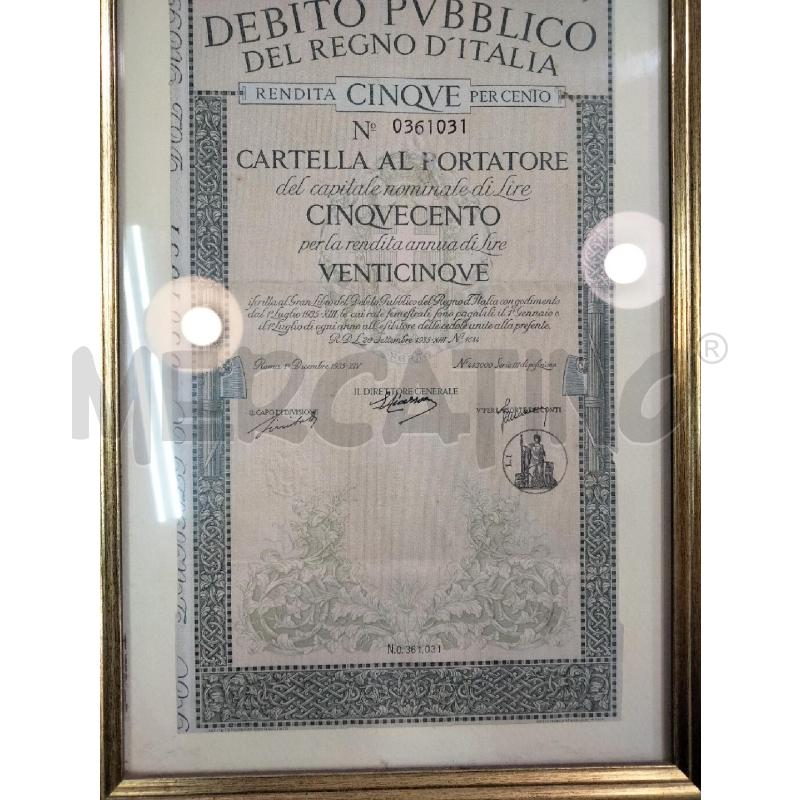 CARTELLA AL PORTATORE LIRE 500 1935 | Mercatino dell'Usato Roma talenti 2