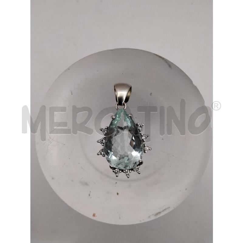 CIONDOLO DOR GOCCIA ACQUAMARINA CORNICE BRIL  | Mercatino dell'Usato Roma talenti 1