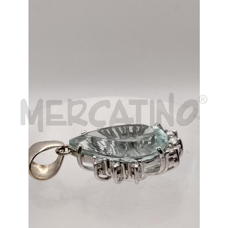 CIONDOLO DOR GOCCIA ACQUAMARINA CORNICE BRIL  | Mercatino dell'Usato Roma talenti 4