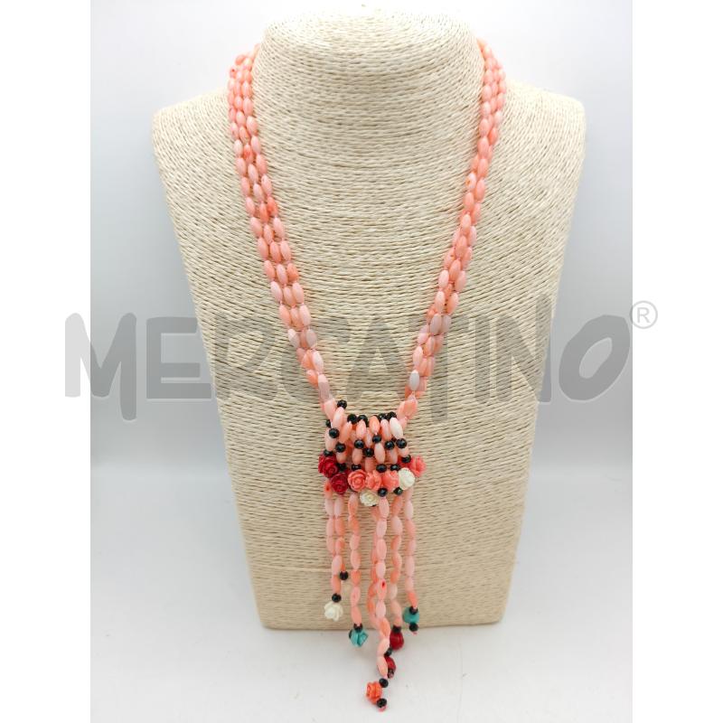 COLLANA 3 FILI SEMI ROSA CENTR FILE ROSELLINE | Mercatino dell'Usato Roma talenti 1