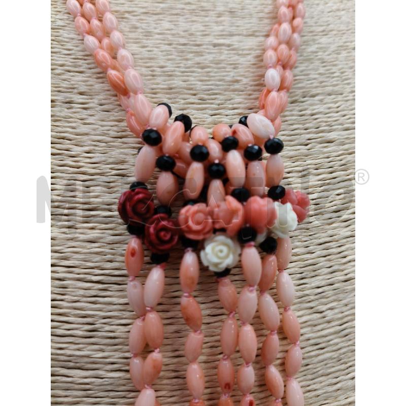 COLLANA 3 FILI SEMI ROSA CENTR FILE ROSELLINE | Mercatino dell'Usato Roma talenti 2