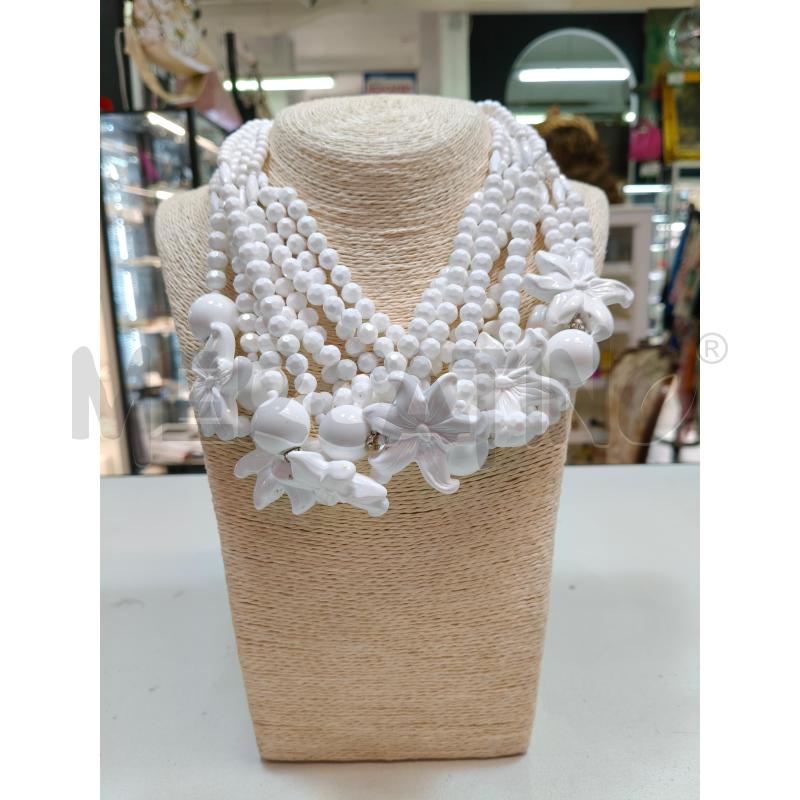 COLLANA ANGELA CAPUTI RESINA MULTIFILI SFERE BIANCHE FIORI  | Mercatino dell'Usato Roma talenti 1