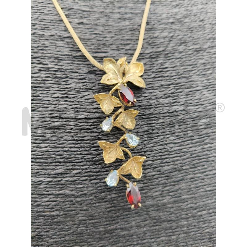 COLLANA ARTIGIANALE FUSION DOR CION FOGLIE SATINATE PIETRE CEL GRAN  | Mercatino dell'Usato Roma talenti 2