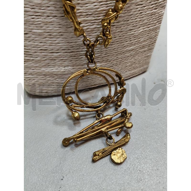 COLLANA ART DESIGN OTTONE SATINATO RAMI PEND TONDO | Mercatino dell'Usato Roma talenti 2