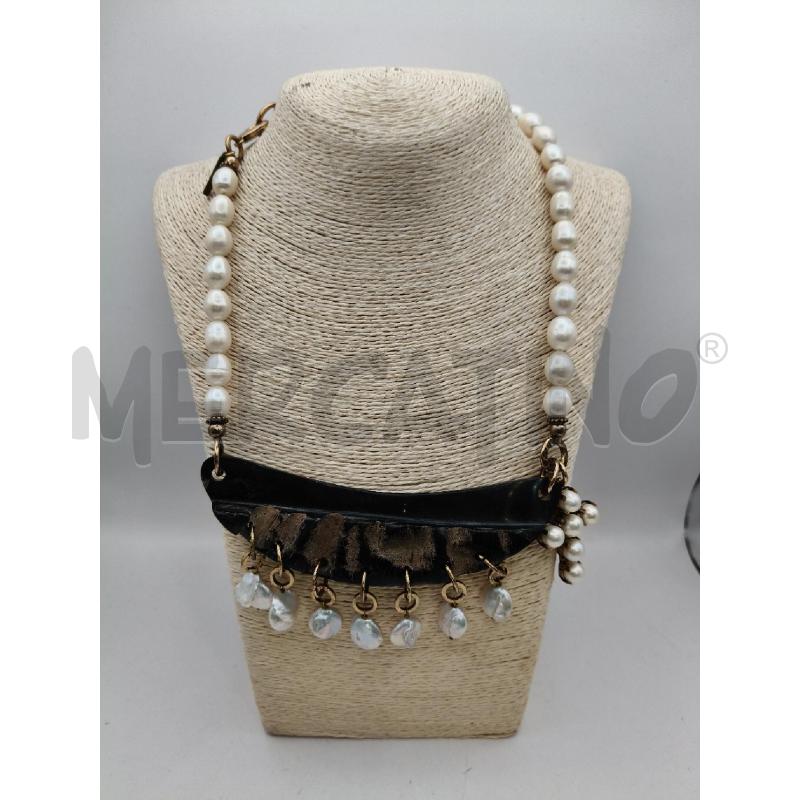 COLLANA CARROZZE48 PERLE SCARM CENTR OSSO PEND CROCE  | Mercatino dell'Usato Roma talenti 1