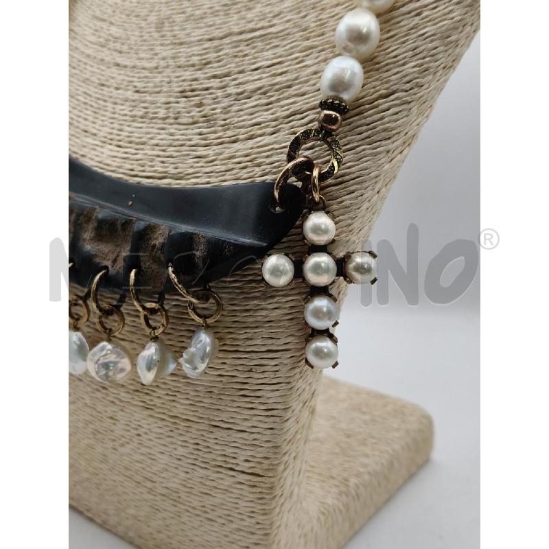 COLLANA CARROZZE48 PERLE SCARM CENTR OSSO PEND CROCE  | Mercatino dell'Usato Roma talenti 2