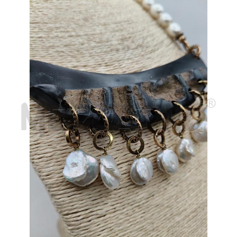COLLANA CARROZZE48 PERLE SCARM CENTR OSSO PEND CROCE  | Mercatino dell'Usato Roma talenti 3