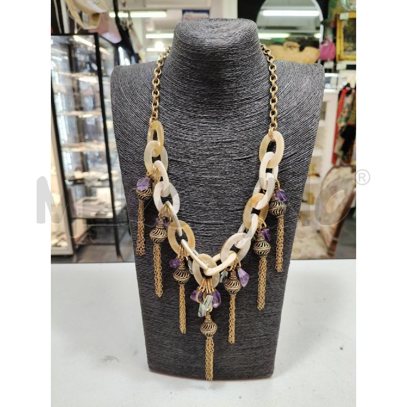 COLLANA CARROZZE 48 BRUNTIO OVALI OSSO PENDENTI LANTERNE | Mercatino dell'Usato Roma talenti 1