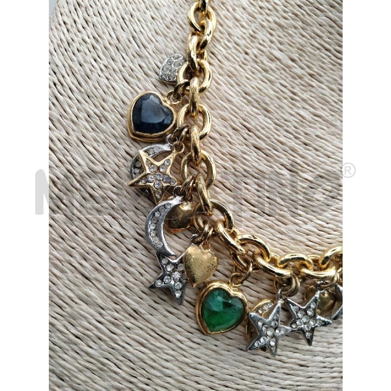 COLLANA CASCIO CATENA DOR PEND STELLE CUORI PIE COL  | Mercatino dell'Usato Roma talenti 2