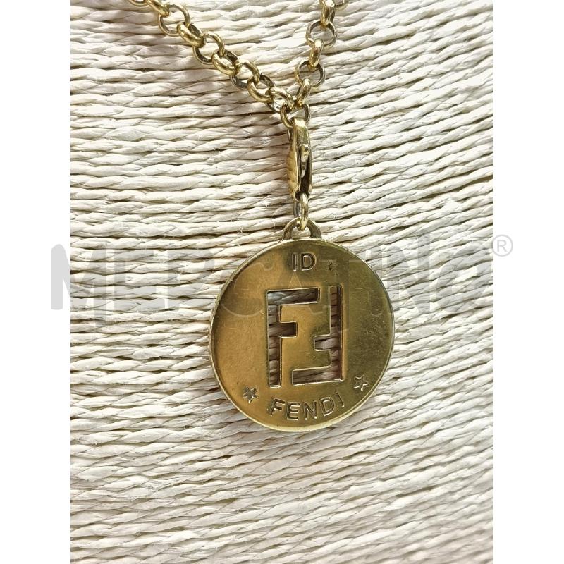 COLLANA FENDI VINT CATENA MADAGLIA LOGO  | Mercatino dell'Usato Roma talenti 2