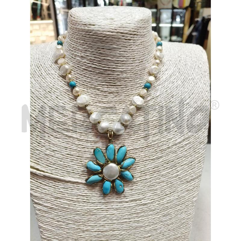 COLLANA FUSION PERLE MAXI FIORE PERLA/TURCH   | Mercatino dell'Usato Roma talenti 1