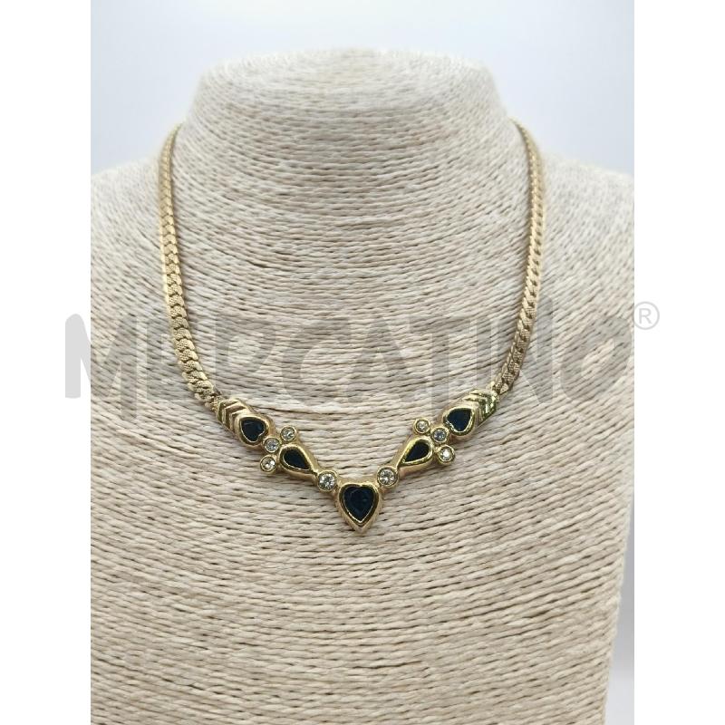 COLLANA GIA CATENA PIATTA V CUORE BLU PIETRE BI A | Mercatino dell'Usato Roma talenti 1