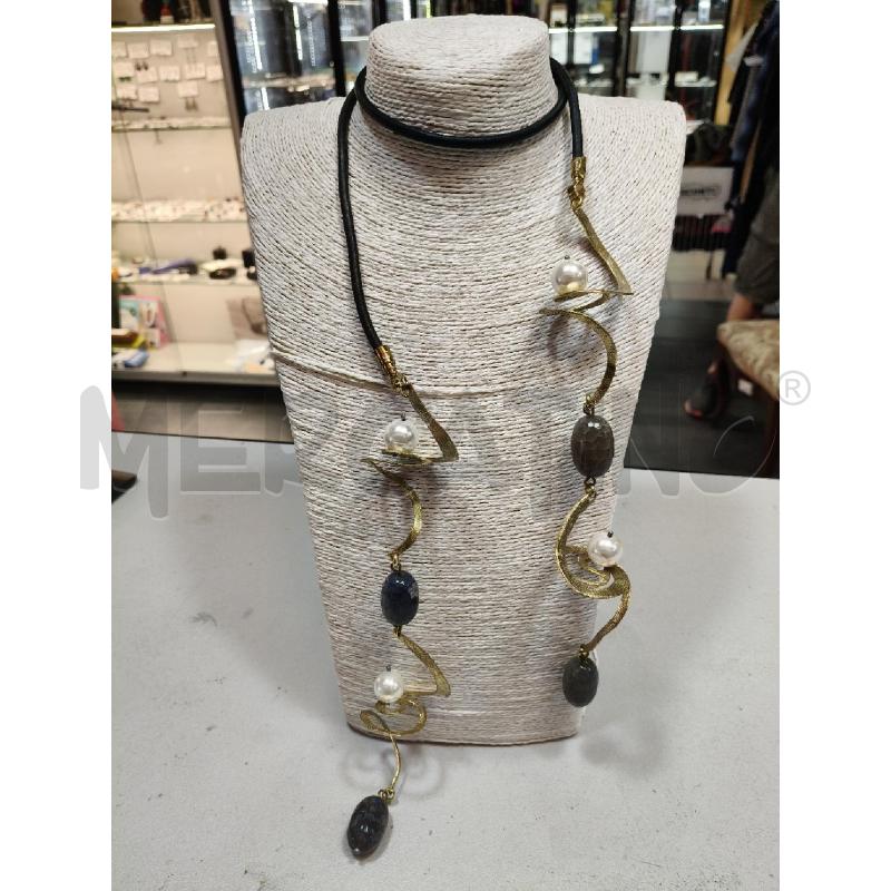 COLLANA LACCIO GOMMA NE VORTICE DOR PIETRE GRI PERLE  | Mercatino dell'Usato Roma talenti 1