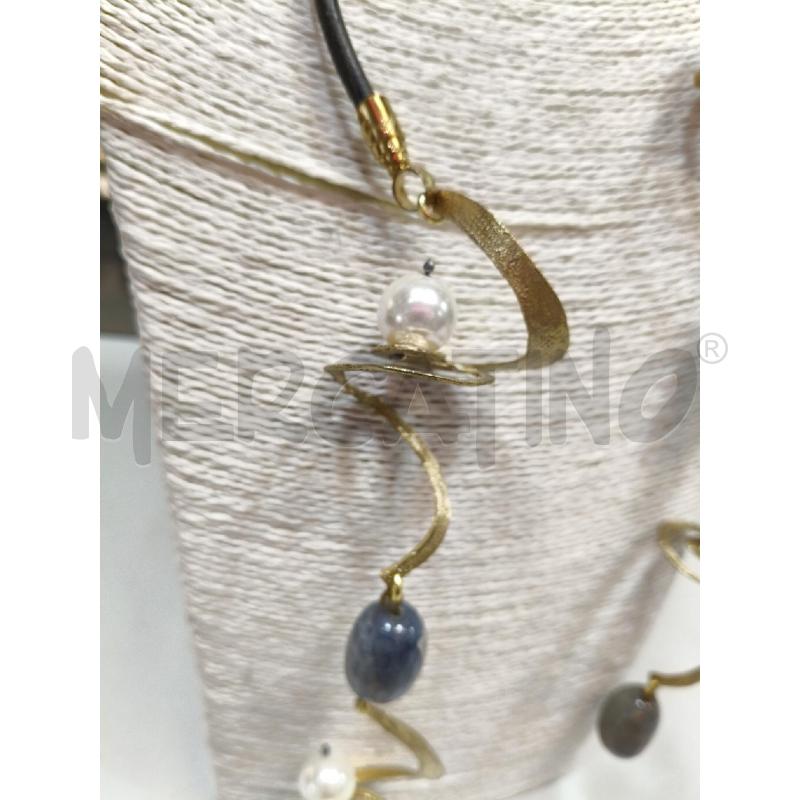 COLLANA LACCIO GOMMA NE VORTICE DOR PIETRE GRI PERLE  | Mercatino dell'Usato Roma talenti 2