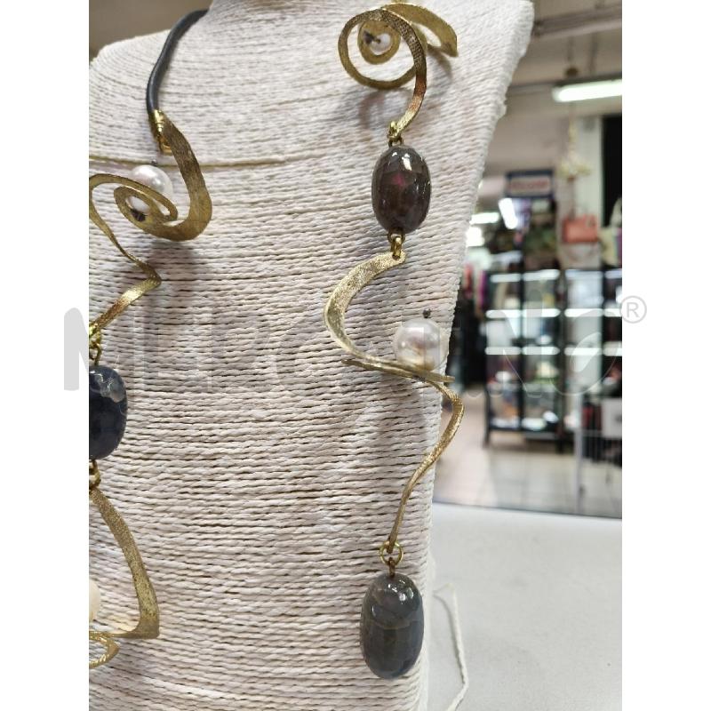 COLLANA LACCIO GOMMA NE VORTICE DOR PIETRE GRI PERLE  | Mercatino dell'Usato Roma talenti 3