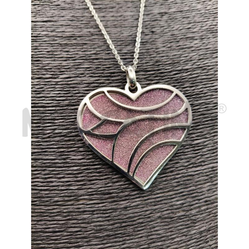 COLLANA LU S'AGAPO MAXI CUORE GLITTER ROSA | Mercatino dell'Usato Roma talenti 2