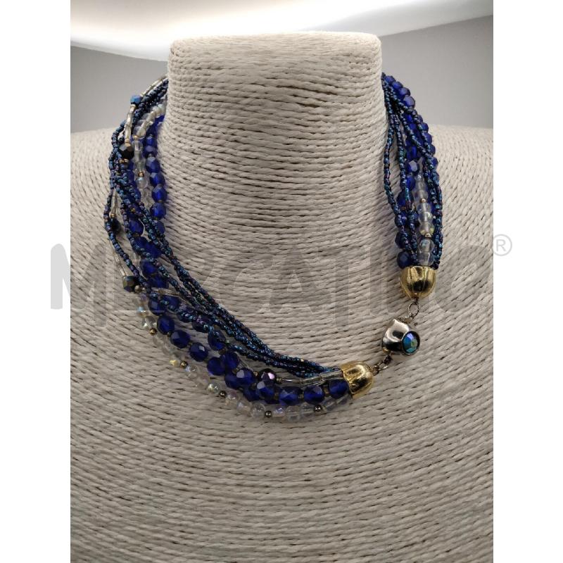 COLLANA MULTIFIL BLU CEL PERL DIVERSE  | Mercatino dell'Usato Roma talenti 1