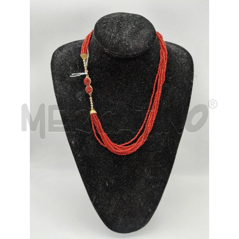 COLLANA MULTIF PIETR ROSSO CHIUS TONDI DOR PERLINE | Mercatino dell'Usato Roma talenti 1