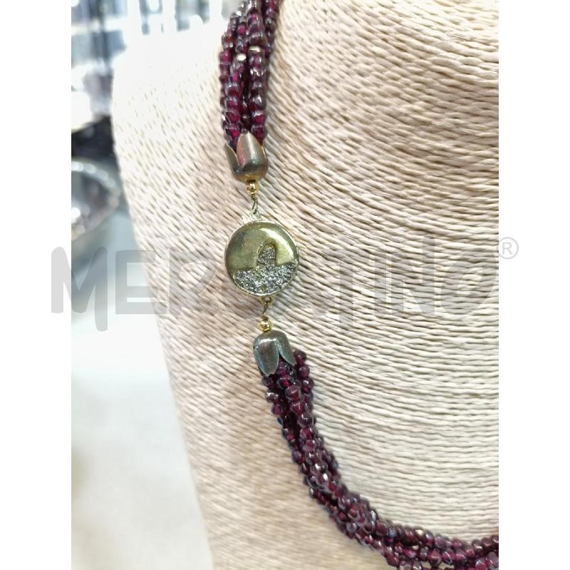 COLLANA MULTIF SASSOLINI GRAN CHIUS TONDO DOR FOGLIA STRASS | Mercatino dell'Usato Roma talenti 2