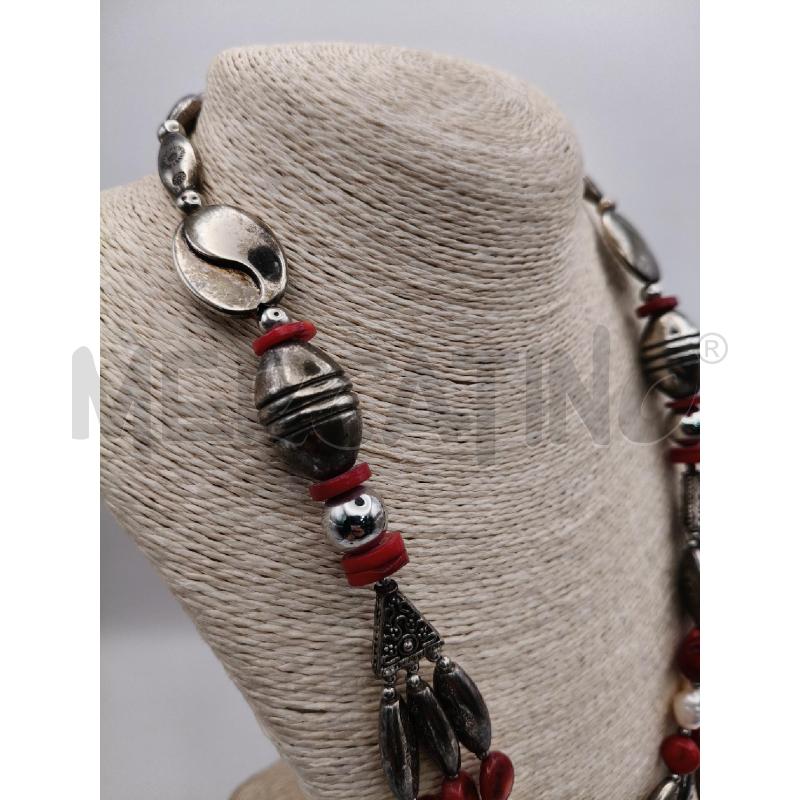 COLLANA OVALI MET INC CEN TR 3 F PASTIG ROSSO/PERLE  | Mercatino dell'Usato Roma talenti 2