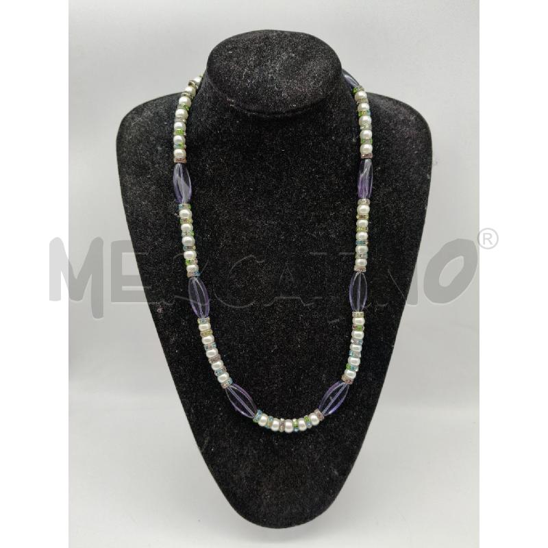 COLLANA PERLE DISC STRASS ROMBI VIO CHIUS STRASS | Mercatino dell'Usato Roma talenti 1