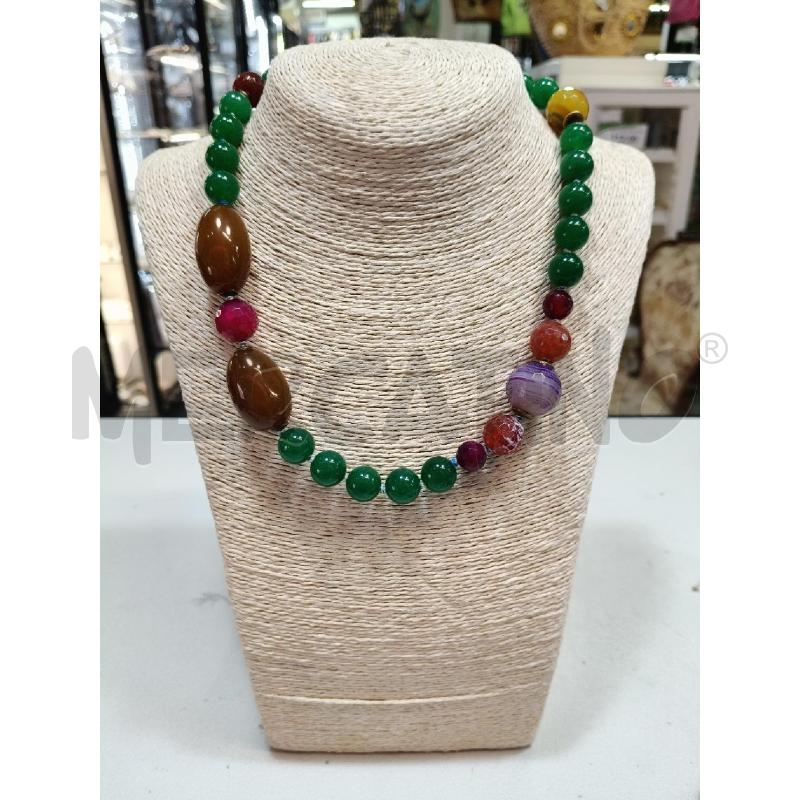 COLLANA PIETRE DURE VER/VIO/MARR OBL CHIUS FUSION  | Mercatino dell'Usato Roma talenti 1