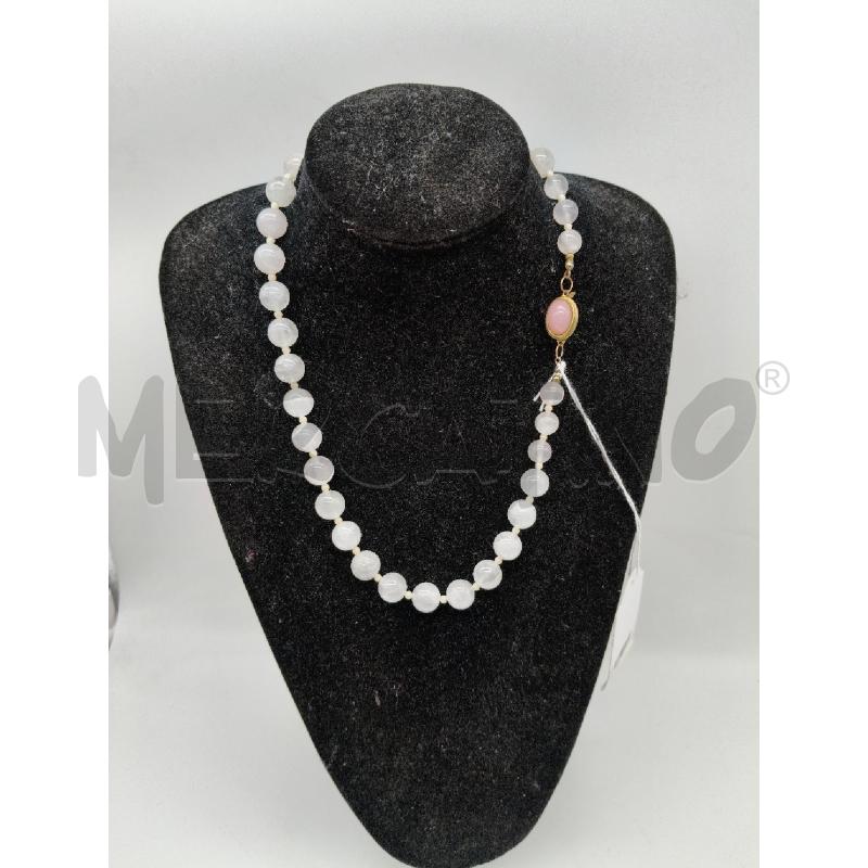 COLLANA QUARZO ROSA CHIUSURA PIETRA OVALE ROSA | Mercatino dell'Usato Roma talenti 1
