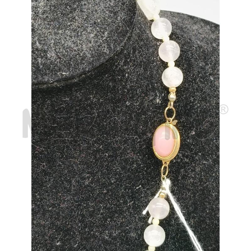 COLLANA QUARZO ROSA CHIUSURA PIETRA OVALE ROSA | Mercatino dell'Usato Roma talenti 3