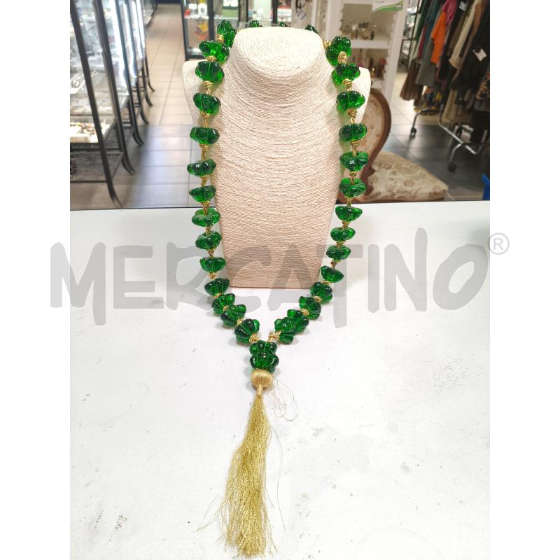 COLLANA ROSARIO MISHABA VETRI VERDI NAPPINA ORO | Mercatino dell'Usato Roma talenti 1