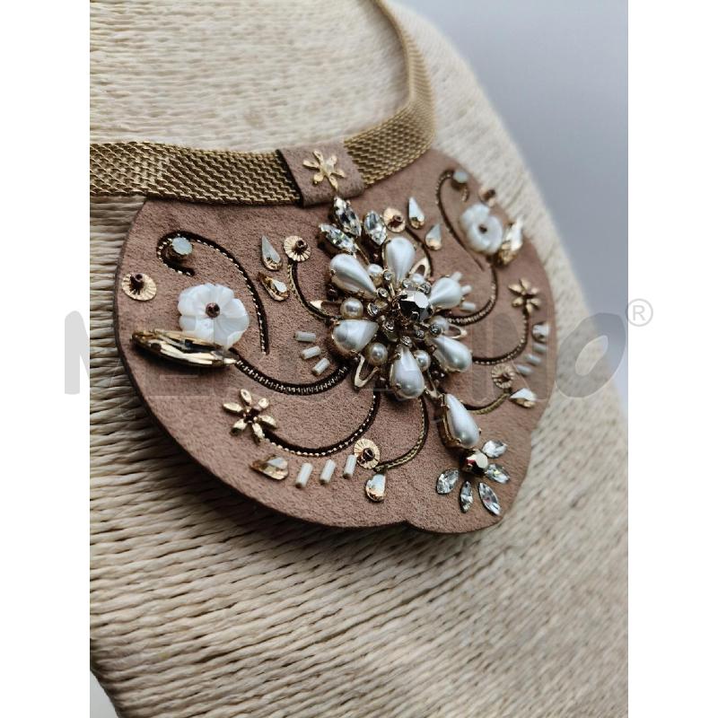 COLLANA SATELLITE MAGLIA DOR CENTR TESS BEIGE PERLE  | Mercatino dell'Usato Roma talenti 2