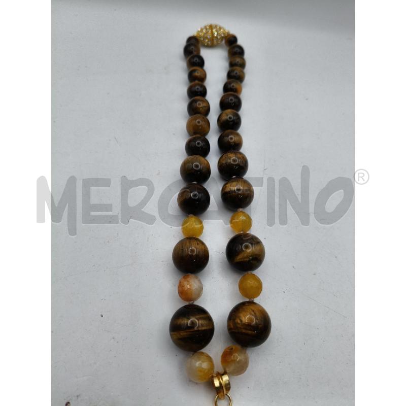 COLLANA SFERE GARNDI OCCHIO TIGRE PEND PIETRA GREZZA | Mercatino dell'Usato Roma talenti 4