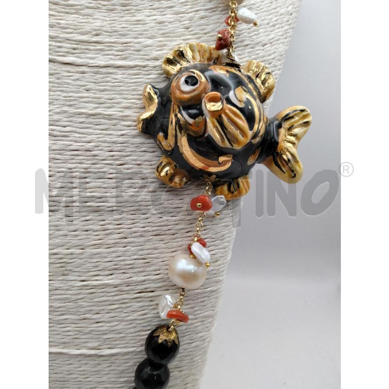 COLLANA SFERE ONICE/PERLE SFACC PESCE CERAMICA  | Mercatino dell'Usato Roma talenti 2