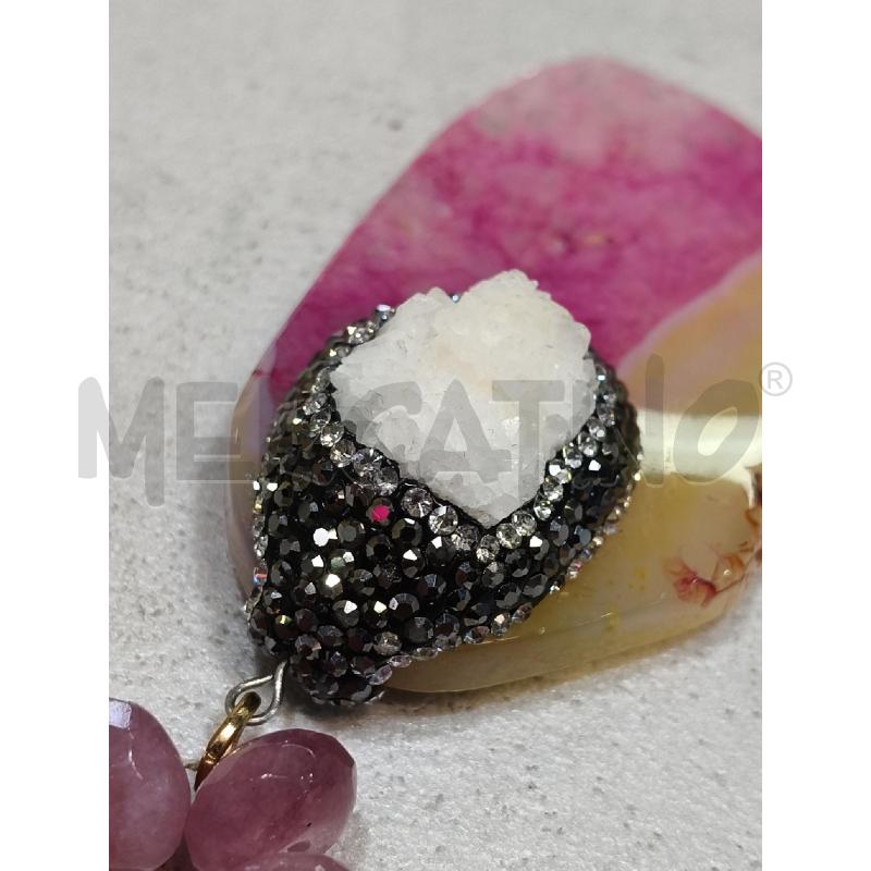 COLLANA SFERE SCHIACC QUARZO PEND MAXI PIETRA SFUM + STRASS | Mercatino dell'Usato Roma talenti 5