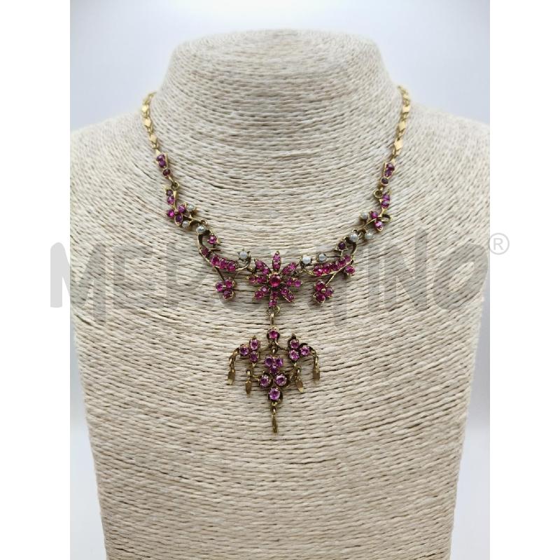 COLLANA VINT GIROC DOR FIORI PIETRINE VIO/PERLINE | Mercatino dell'Usato Roma talenti 1