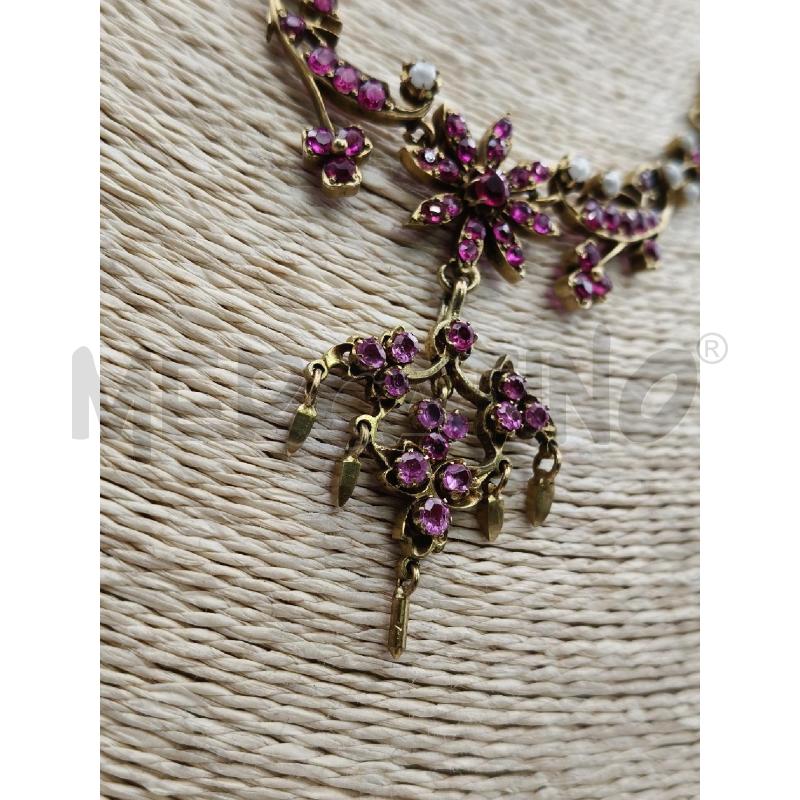 COLLANA VINT GIROC DOR FIORI PIETRINE VIO/PERLINE | Mercatino dell'Usato Roma talenti 2