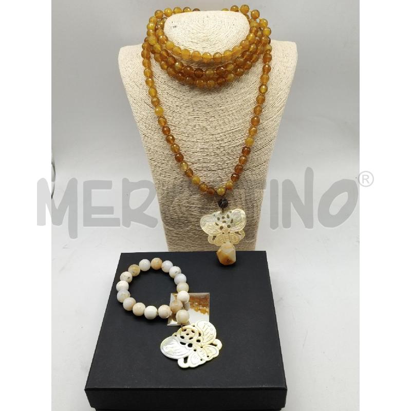COLLANA + BRACCIALE PIETRE DURE FARFALLA MADREP  | Mercatino dell'Usato Roma talenti 1