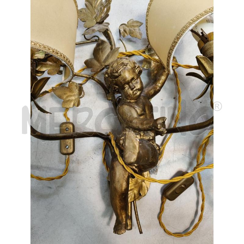 COPPIA APPLIQUE PUTTINI 2L GESSO DOR DA RIV  | Mercatino dell'Usato Roma talenti 2