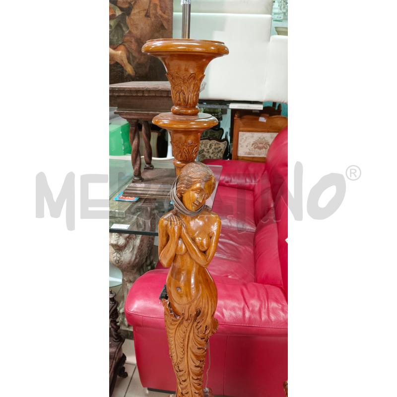 COPPIA PIANTANA LEGNO INTAGLI CARIATIDE  | Mercatino dell'Usato Roma talenti 3