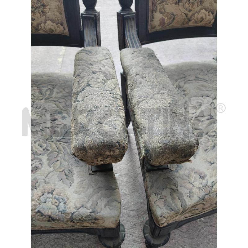 COPPIA POLTRONE LEGNO SCURE TESS. FIORI  | Mercatino dell'Usato Roma talenti 3