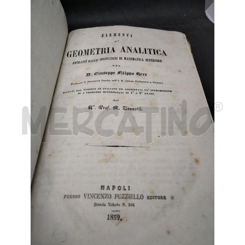 ELEMENTI DI GEOMETRIA ANALITICA NAPOLI 1859 | Mercatino dell'Usato Roma talenti 2