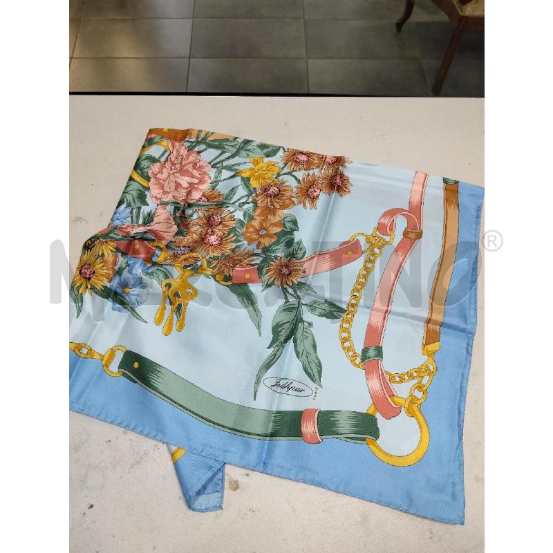 FOULARD JODHPUR TURCHESE FIORI CATENE ROSA | Mercatino dell'Usato Roma talenti 1