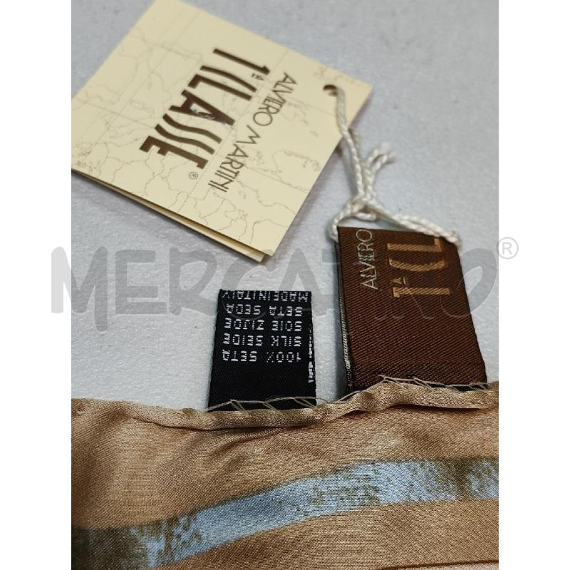 FOULARD PRIMA CLASSE SETA CHAMPAGNE STAMPA GEO CELESTE  | Mercatino dell'Usato Roma talenti 3