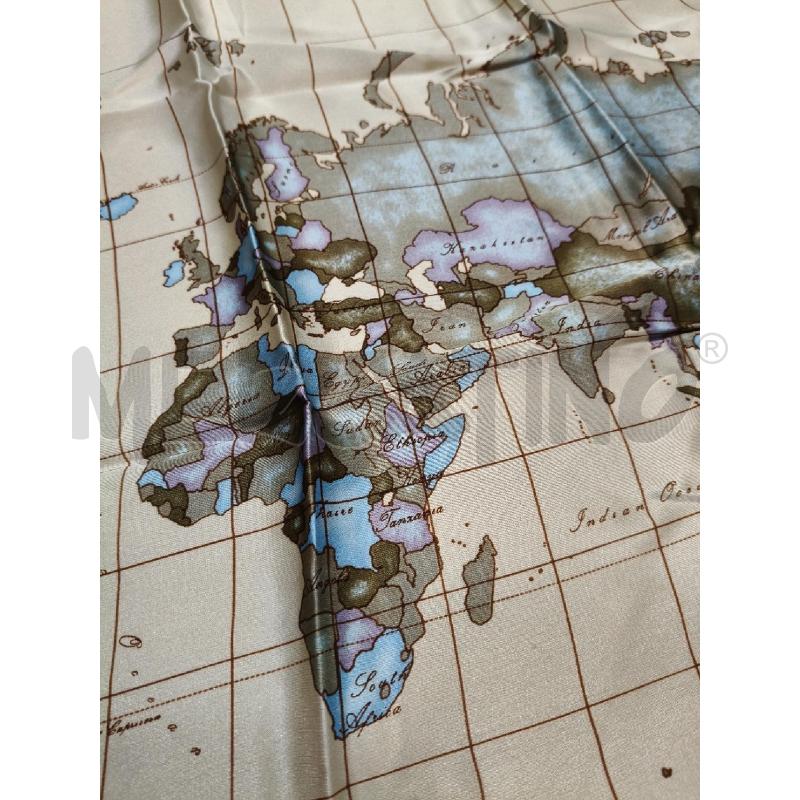 FOULARD PRIMA CLASSE SETA CHAMPAGNE STAMPA GEO CELESTE  | Mercatino dell'Usato Roma talenti 4