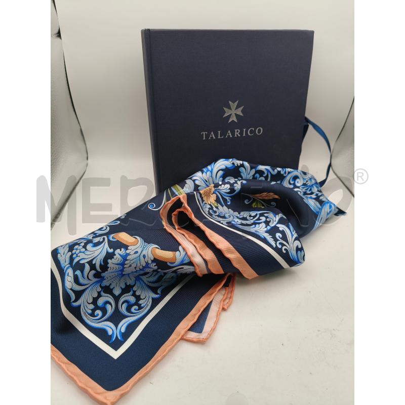 FOULARD SETA TALARICO BLU CONRICE ROSA FIORI FOGLIE CEL | Mercatino dell'Usato Roma talenti 1